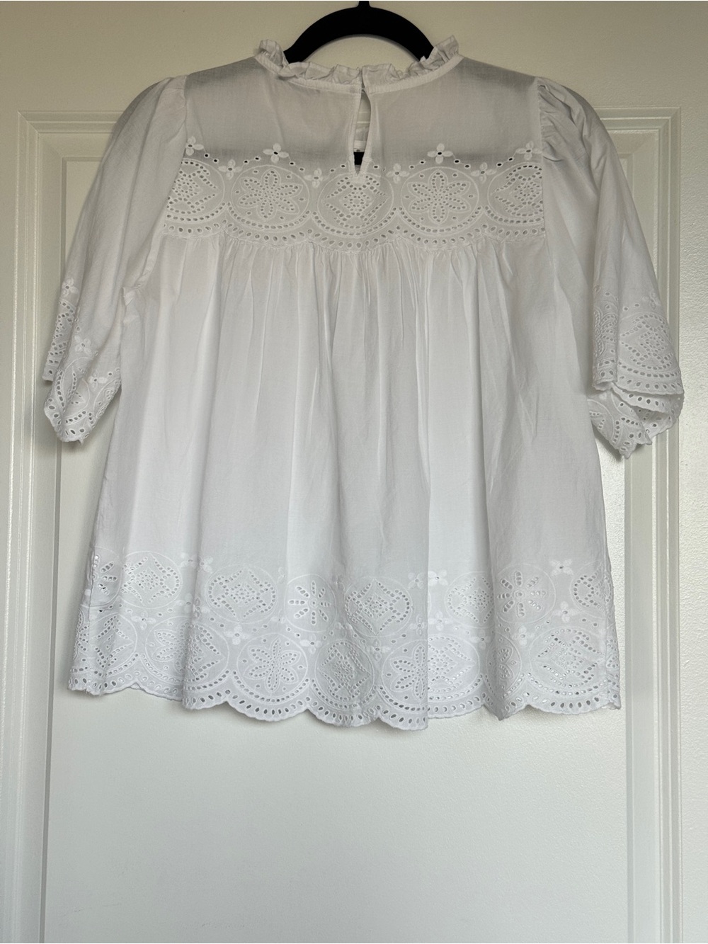 NWT MADEWELL Embroidered Pintuck High-Neck Top White Medium 100% Cotton NZ462 - Picture 6 of 15